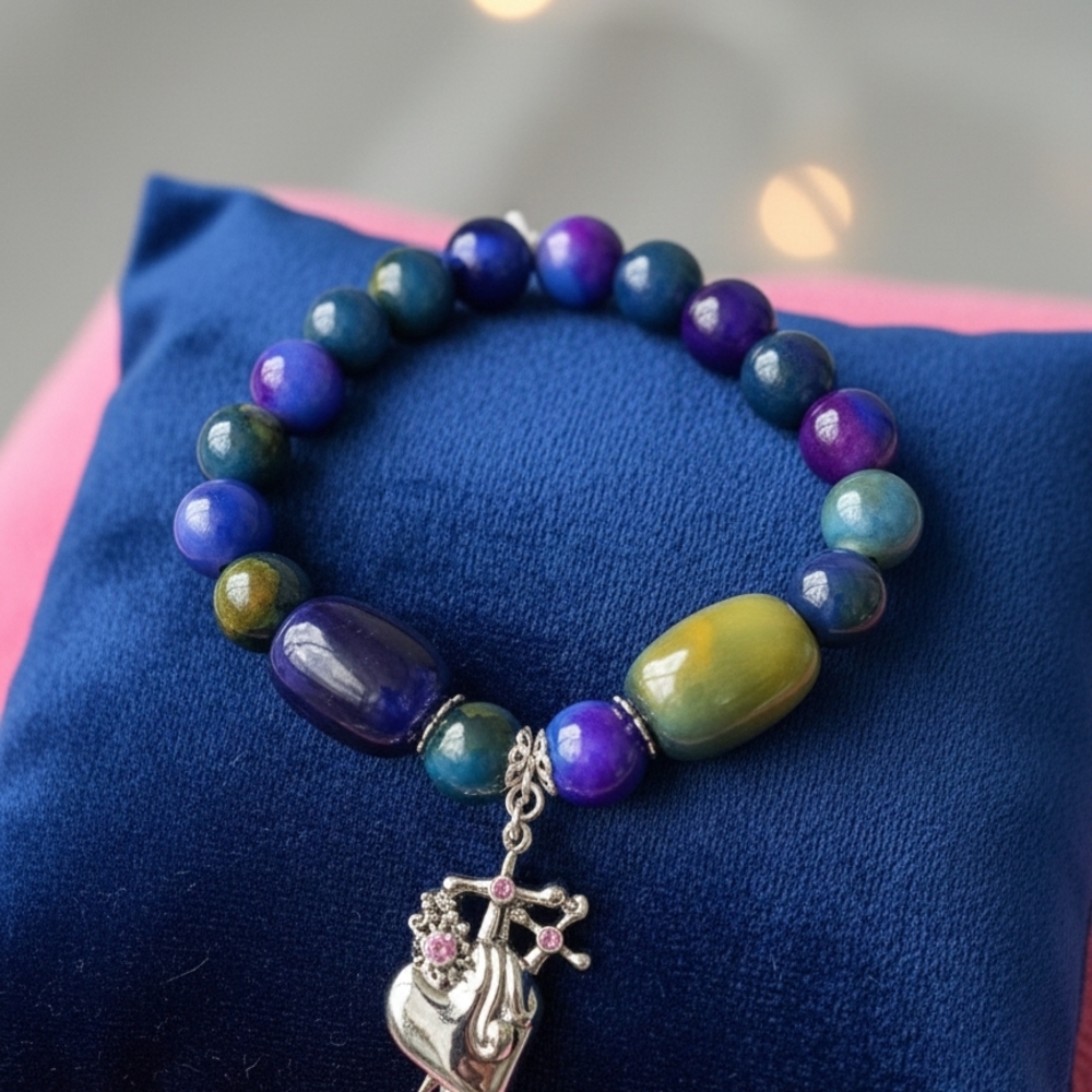 Crystal Elegant Beaded Bracelet with Heart Charm